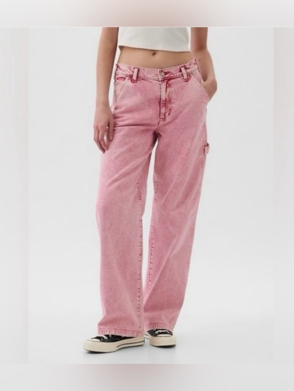 GAP ’90s Loose Carpenter Mid Rise Jeans Pink Wash Size 30